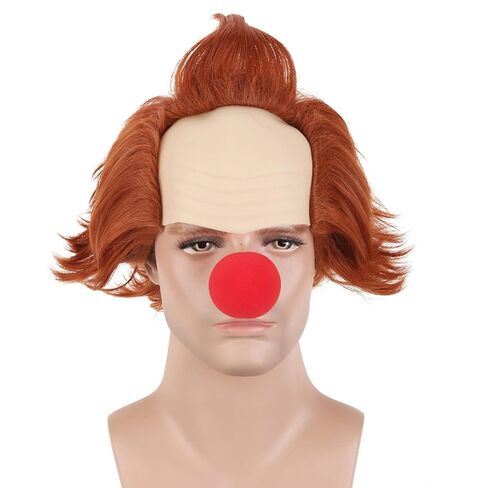 RightOn Green Wig with Bald Cap Short Curly Wig for Men and Women Cosplay Halloween Use in Kuwait