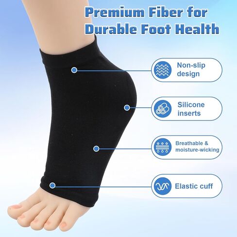 Achilles Tendon Heel Protector, Gel-Padded Compression Sock for Bursitis, Achilles Tendonitis Support Compression Socks, Everyday Wear for Men & Women-1 Pair Black in Saudi Arabia
