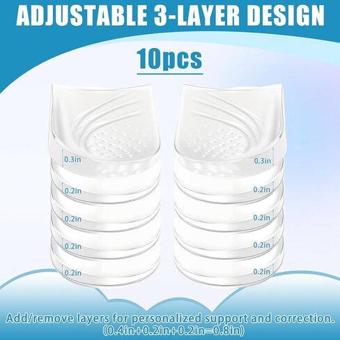 10PCS Adjustable Heel Wedge Inserts for Supination & Overpronation Correction, Orthotics Adhesive Medial & Lateral Heel Insoles for Bow Legs & Foot Alignment (L: W 7-11, M 7-10 5 Layers) in Saudi Arabia