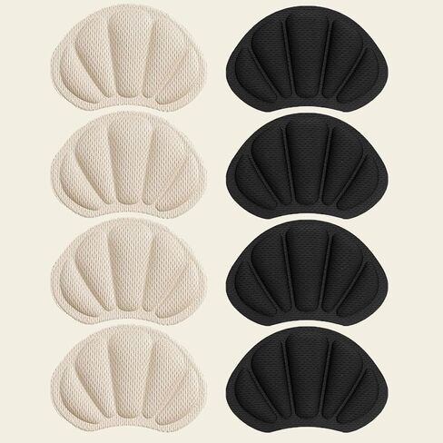 8 Pcs Mesh Heel Pads Cushion Inserts for Pain Relief, Loose Shoes Soft Heel Protectors for Women Men(Black and Skin) in Saudi Arabia