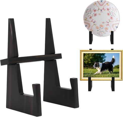 حامل لوحة خشبية، حامل لوحة خشبية مقاس 6.7 بوصة للعرض، حامل سطح طاولة مزخرف للعرض، حامل إطار صورة خشبي (بني، شكل X) in Kuwait