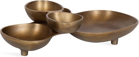 Kate and Laurel Cluso Modern Metal Tabletop Footed Cluster Tray, 14 x 10, Antique Brass, Sculptural Cast Aluminum Food-Safe Tray for Kitchen or Entryway Decor in Saudi Arabia
