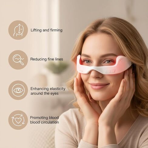 Red Light Therapy Glasses for Under Eyes | Eye Massager with 650nm Light to Reduce Dark Circles, Puffiness & Fine Lines in Saudi Arabia