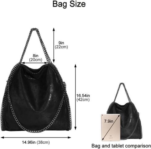Women's Genuine Leather Handbag, Large Capacity Tote with Crossbody Shoulder Strap, Fashion Hobo Chain Bag Purse in Saudi Arabia