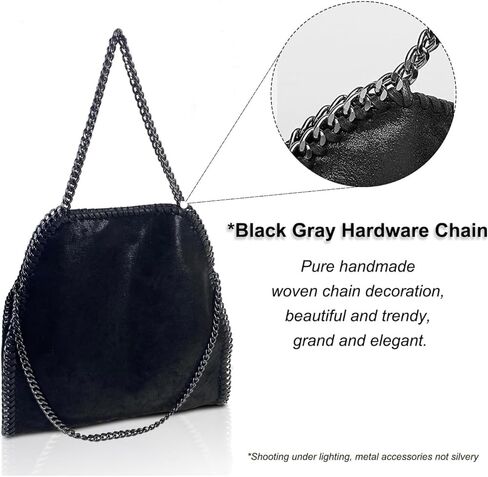 Women's Genuine Leather Handbag, Large Capacity Tote with Crossbody Shoulder Strap, Fashion Hobo Chain Bag Purse in Saudi Arabia