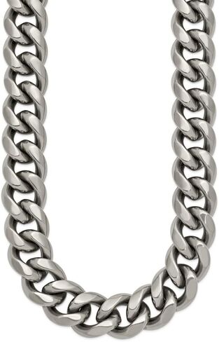 Titanium Polished 14.50mm Curb Chain Necklace 20" to 24" in Saudi Arabia