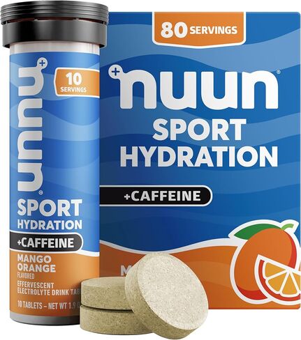 Nuun Sport + Caffeine Electrolete أقراص - قابلة للذوبان في الماء ، صندوق نكهة مختلطة ، 5 شوارد أساسيات للترطيب ، مزيج مشروب السكر 1G ، نباتي ، غير محلي ، 4 حزمة (40 حصص) in Kuwait