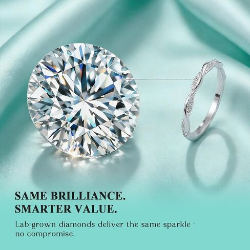 خاتم زفاف من Lab Grown Diamond للنساء 2 مم، مكدس بشكل مثالي مع خاتم الخطوبة، 0.15 قيراط D اللون VVS1 ملتوي إنفينيتي مطلي بالذهب الأبيض من الفضة الإسترليني خاتم الخلود مقاس 5-9 in Kuwait