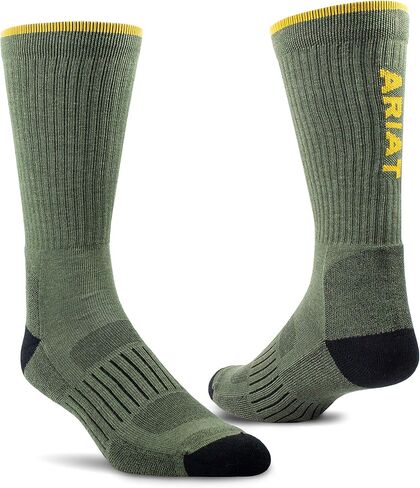 ARIAT Men's Ariatek Green High Performance 2pk Crew Socks Green XL in Saudi Arabia