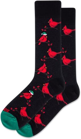 Hot Sox Xmas Cardinal Crew Socks 1 Pair, Black, 10-13 in Saudi Arabia