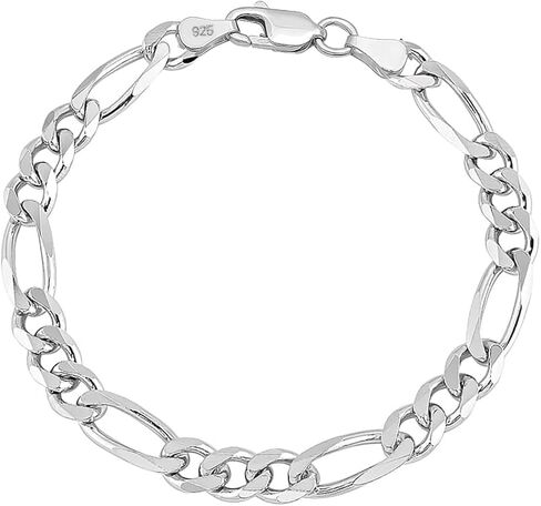 الصلبة 925 الفضة الاسترليني 5.5MM فيجارو سلسلة سوار للرجال الأولاد مجوهرات هدية صنع في إيطاليا 7-9 بوصة مع مشبك مخلب جراد البحر in Saudi Arabia