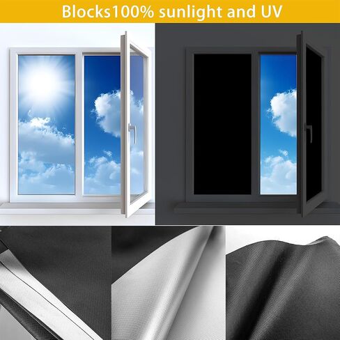 Blackout Window Cover for Bedroom，Portable DIY Blinds，100% Blackout Blinds for Nursery Bedroom Dorm, No Drill Window Privacy Film, Light & UV Block for House, RV, Nursery, Media Room, 39x57 in Saudi Arabia
