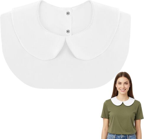 Fake Collar Crew Neck Cotton Classic Fake Collar Detachable Blouse Dickey Collars Half Shirts Faux False Collars for Women Girls (White) in Saudi Arabia