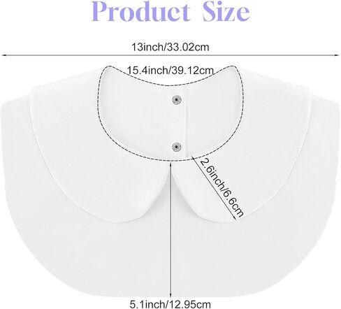 Fake Collar Crew Neck Cotton Classic Fake Collar Detachable Blouse Dickey Collars Half Shirts Faux False Collars for Women Girls (White) in Saudi Arabia