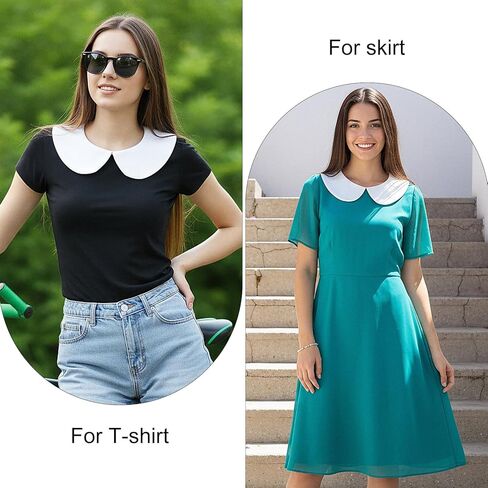 Fake Collar Crew Neck Cotton Classic Fake Collar Detachable Blouse Dickey Collars Half Shirts Faux False Collars for Women Girls (White) in Saudi Arabia