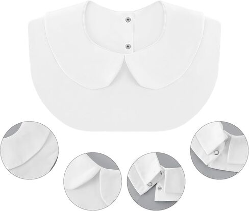 Fake Collar Crew Neck Cotton Classic Fake Collar Detachable Blouse Dickey Collars Half Shirts Faux False Collars for Women Girls (White) in Saudi Arabia