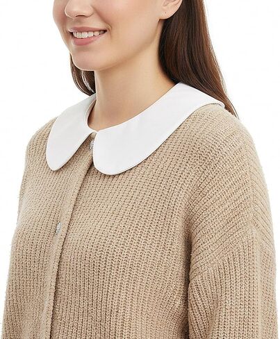 Fake Collar Crew Neck Cotton Classic Fake Collar Detachable Blouse Dickey Collars Half Shirts Faux False Collars for Women Girls (White) in Saudi Arabia