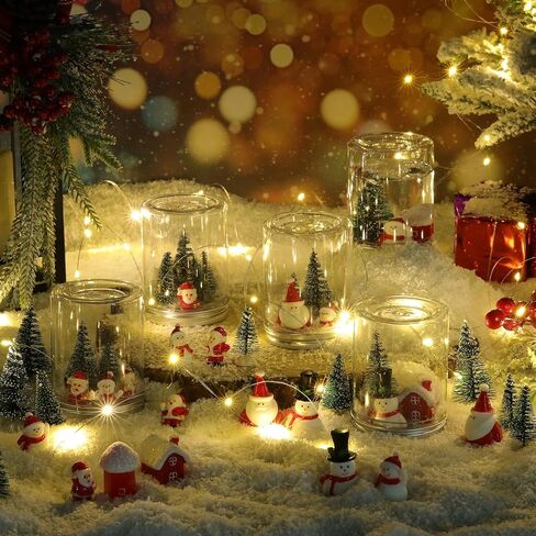 24 Sets Christmas Plastic Snow Globe Kit Clear Globe Miniature Santa Claus Snowman House Christmas Tree Pack Artificial Snow for DIY Crafts Xmas Home Decoration (Snowman) in Saudi Arabia