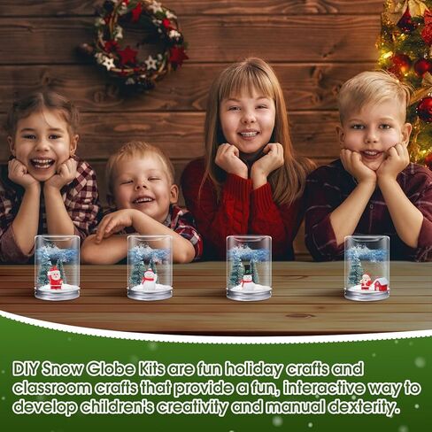 24 Sets Christmas Plastic Snow Globe Kit Clear Globe Miniature Santa Claus Snowman House Christmas Tree Pack Artificial Snow for DIY Crafts Xmas Home Decoration (Snowman) in Saudi Arabia