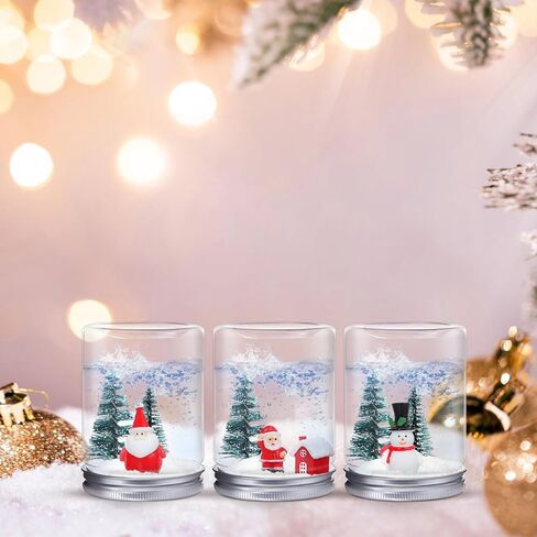 24 Sets Christmas Plastic Snow Globe Kit Clear Globe Miniature Santa Claus Snowman House Christmas Tree Pack Artificial Snow for DIY Crafts Xmas Home Decoration (Snowman) in Saudi Arabia