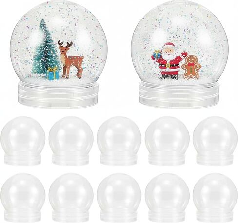 DOITOOL 20 Pcs DIY Snow Globe Water Globe 2.4 Inch (60mm) Clear Plastic with Screw Off Cap, Fillable Empty Snowglobes for Crafts DIY Christmas Decoration Xmas Party in Saudi Arabia