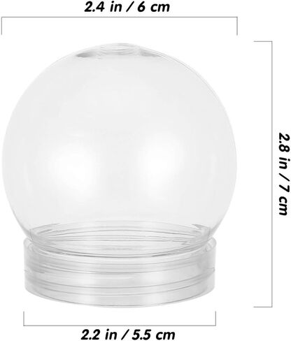 DOITOOL 20 Pcs DIY Snow Globe Water Globe 2.4 Inch (60mm) Clear Plastic with Screw Off Cap, Fillable Empty Snowglobes for Crafts DIY Christmas Decoration Xmas Party in Saudi Arabia