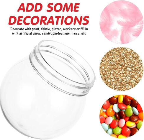 DOITOOL 20 Pcs DIY Snow Globe Water Globe 2.4 Inch (60mm) Clear Plastic with Screw Off Cap, Fillable Empty Snowglobes for Crafts DIY Christmas Decoration Xmas Party in Saudi Arabia