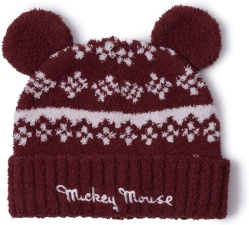 Barefoot Dreams® CozyChic® Youth Disney Mickey Fair Isle Beanie, Crimson-Cream, One Size in Saudi Arabia