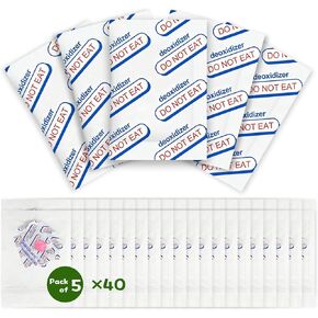 200 Packs 200CC Oxygen Absorbers for Food Storage, Food Grade Oxygen Absorbers with Indicator, for Long Term Food Storage,Mylar Bags,Canning,Freeze Dryer,Dehydrated & Preserved Foods (40x Packs of 5) in Saudi Arabia
