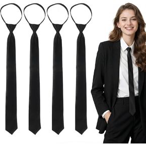 4 Pcs Zipper Ties for Women Adjustable Men's Neckties Pre-Tied Necktie Zip on Tie for Zipper Skinny Necktie Clip on Slim Tie Solid Color Neck Ties Wedding Business Formal in Saudi Arabia
