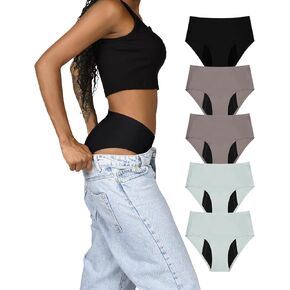 Period Underwear Heavy Flow High Waisted Period Bikini Panties Leakproof Underwear Briefs Pack of 5 in Kuwait