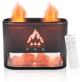 Essential Oil Diffuser 250ML, Aromatherapy Diffuser with Himalayan Pink Salt Rock,2 falme and Jellyfish Diffuser with Colorful Night Lights,Diffusers for Home,Bedroom(Black Crack Transparent) in Saudi Arabia