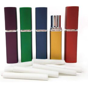 Set of 5 Essential Oil Aromatherapy Inhaler Empty Aluminum and Glass with 10 Wicks by Rivertree Life in Saudi Arabia