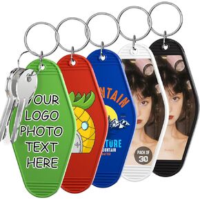 Custom Keychains 30-300PCS, Personalized Photo Key Chain Bulk Double-Sided Printing, 12 Color Vintage Personalized Motel Key Tags Label for Hotel Supplies Event Promotion Gift in Saudi Arabia