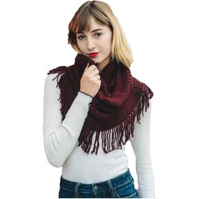 Womens Cozy Winter Knit Pointelle Fringe Tassel Infinity Scarf Loop Warm Fashion Cowl Wrap in Saudi Arabia
