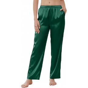 Ekouaer Women's Silk Satin Pajama Pants Wide Leg Lounge Pants for Women Elastic Waist Pj Bottoms with Side Pockets in Kuwait