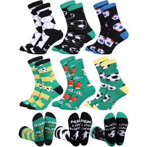 6 Pairs Funny Soccer Socks for Men Women, Novelty Athletic Crew Socks, Holiday Birthday Christmas Gift for Lovers, Players, and Teams in Saudi Arabia