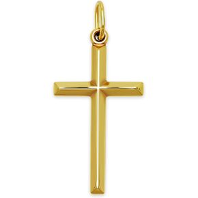 Gold Cross Charm Pendant - 10 Karat Gold - 3D Puffed Cross Pendant - Religious Cross Charm - Cross Jewelry - Two Sided Cross - Comes in Two Sizes in Saudi Arabia
