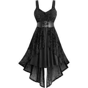 نساء روزجال بالإضافة إلى الحجم بلا أكمام بريق الأزهار الطبقات ذات الطبقات ذات الفستان القوط in Kuwait