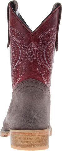 R Childrens Charcoal Rough Out with Dark Cherry Shaft Square Toe Boot in Saudi Arabia
