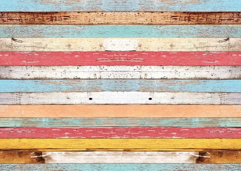 Colorful Wood Backdrop for Photography 8x10FT Easter Pastel Rustic Wooden Background Boy Girl Birthday Party Decorations Portrait Photoshoot Studio Props in Kuwait