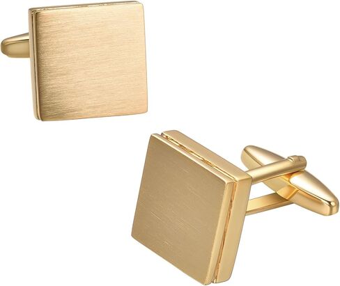 أزرار أكمام فضية أنيقة بسيطة للرجال لحفلات الزفاف ذات درجتين من الذهب المطلي بالذهب وأزرار أكمام بسيطة in Kuwait