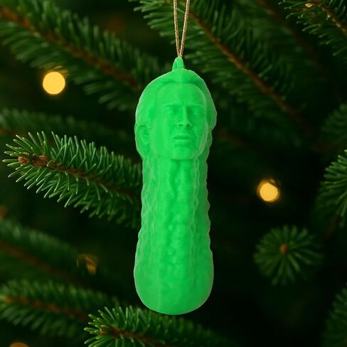 زي المعالج Picolas Cage Pickle Christmas Ornament - مضحك نيكولاس قفص شنقا زخرفة شجرة، المخلل الأخضر هدية هفوة عطلة للبالغين، لصالح حزب الفيل الأبيض، تخزين الاشياء المحرز في الولايات المتحدة الأمريكية in Kuwait