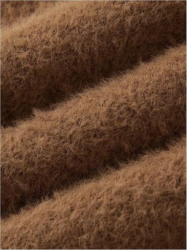 SHENHE Women's Turtleneck Peplum Sweaters Long Sleeve Button Decor Cinched Waist Fuzzy Sweaters Pullovers in Saudi Arabia