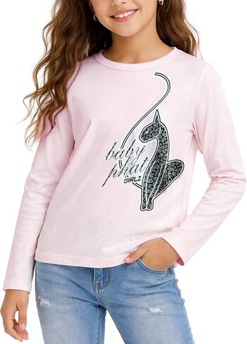قمصان بأكمام طويلة للفتيات من Baby Phat - قميص بياقة دائرية وأكمام طويلة للطبقات والملابس الكاجوال للفتيات (7-16) in Kuwait