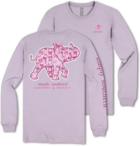 Simply Southern Track Elephant - Pink Bows - Youth Long Sleeve in Saudi Arabia