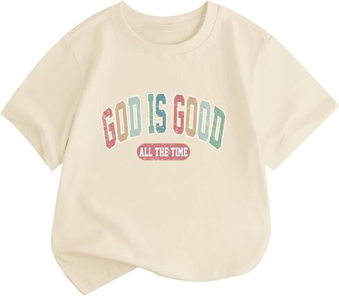 BeWithYou Girls Cute God is Good Shirts Kids Christian Religious Jesus Tshirt Inspirational Bible Verse Graphic Tee Top 3-12 in Saudi Arabia