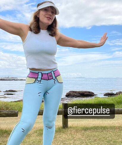 FIERCEPULSE Cartoonized Signature Leggings for Women – Mid Waisted, Stretchy Pants Printed Leggings for Workout & Exercise in Saudi Arabia