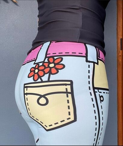 FIERCEPULSE Cartoonized Signature Leggings for Women – Mid Waisted, Stretchy Pants Printed Leggings for Workout & Exercise in Saudi Arabia
