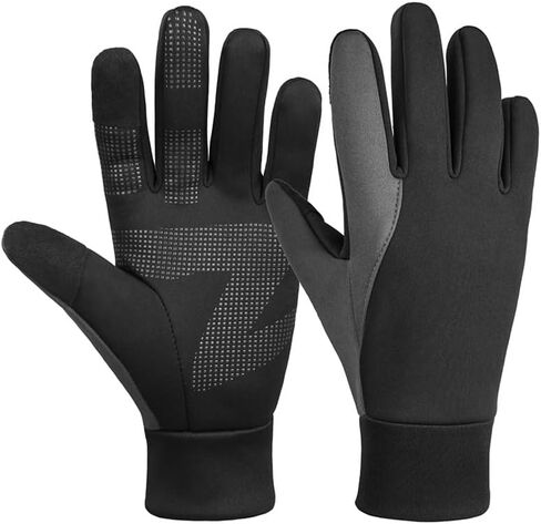 PRIMEWAVE Windproof Thermal Gloves with Polar Fleece Lining & Silicone Grip | Lightweight & Touchscreen Compatible | Unisex Gloves for Running, Cycling, Driving [ Medium ] in Saudi Arabia